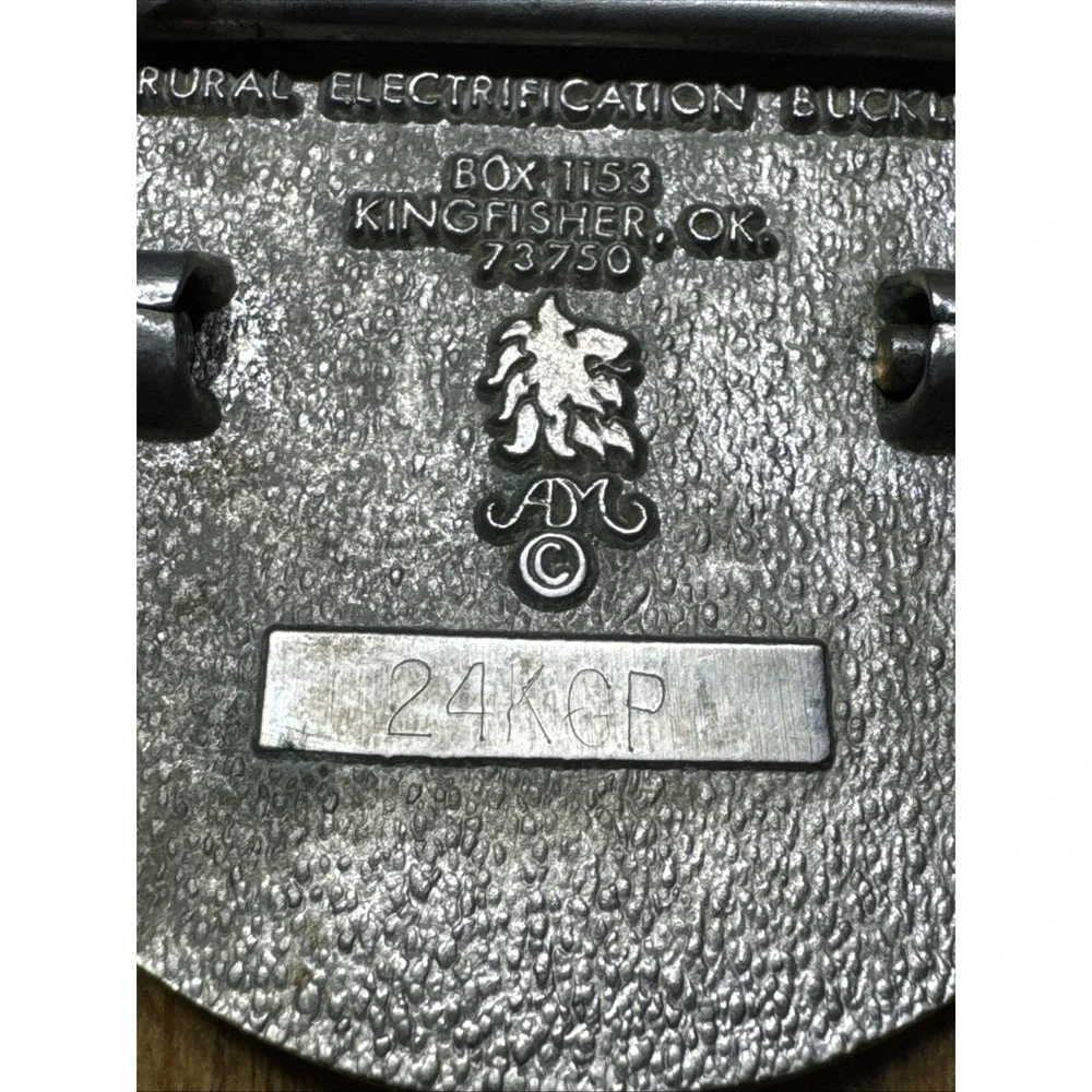 Rural Electrification Project Workers IBEW Solid Brass 1980's Belt Buckle Rare